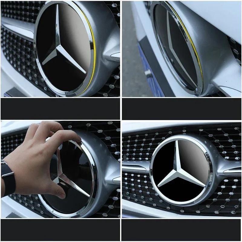 3D Хромированный Черный Логотип Звезда Эмблема на Решетку Радиатора Автомобиля Для Mercedes Benz W205 W212 W207 A B C E SLK GLK CLA CLS Viano GL ML R Класс