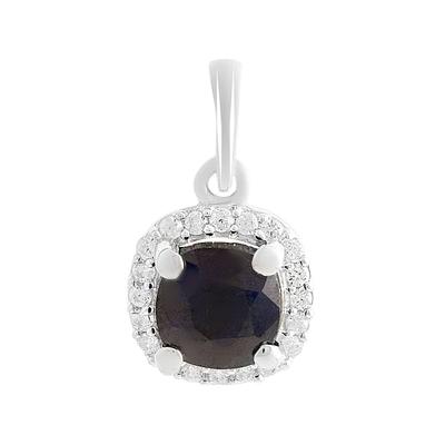 Серебряная подвеска с сапфиром 1.389ct, фианитами (2205340)