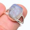 Кольцо из цельного стерлингового серебра 925 пробы с натуральным камнем Лунный камень с радужным сиянием, размер 6.5 o0f36