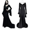 Morticia Addams Vintage Gothic Black Long Sleeve Dress