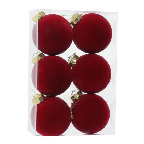 6 шт. Рождественские шары, флокированные, в деревенском стиле, состаренные, подвесные шары с петлей, фермерский дом, рождественское украшение