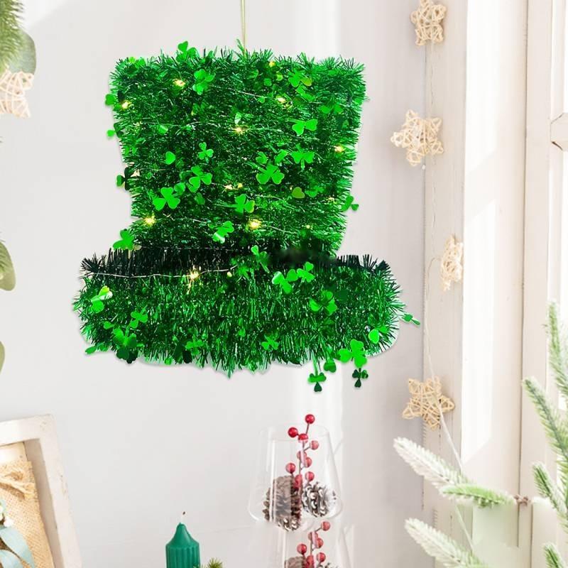 Irish Day Stpatricks Festival Wreath Clover Hat Hanging Simple Decoration