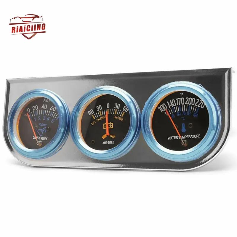2'' 52mm Auto Car Oil Pressure Water Temp Amp Meter Gauge With Sensor Triple Gauge Set Mechanical Chrome Panel Black Face