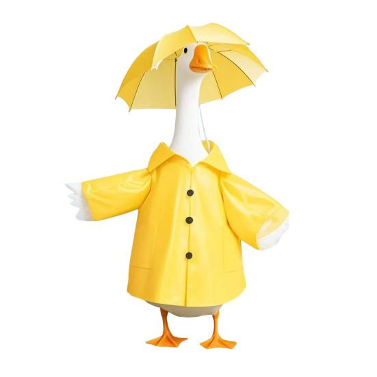 Наряд Гуся для Газона Дождевик со Шляпой-Зонтом Комплект Костюм Гуся для Веранды Одежда для Цементного или Пластикового Гуся