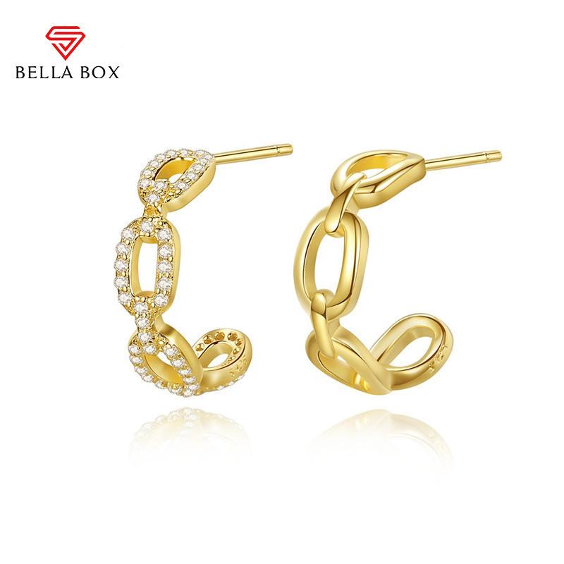 BELLA BOX S925 Sterling Silver Needle, Pig Nose, Chain Ear Studs, Rose Gold Ear Rings, Ins Style, Trendy And Light Luxury Girl