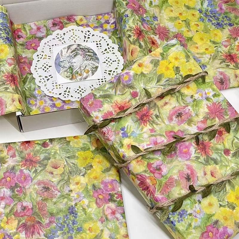 10PC Oil Painting Design Valentine's Day Gift Wrapping Paper Gift Bags Filler Semi-Transparent Thin Paper Birthday Gifts 50x35cm