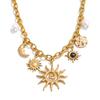 1PC Stainless Steel Gold Chain Fashion Jewelry Hot-selling Style Starfish Moon Sun Shape Pendant Charm Necklace