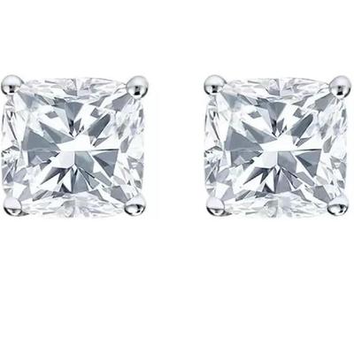 Jewels Prim Серьги-пусеты с бриллиантами огранки «кушон» 6 карат из цельного белого золота 14 карат, серьги-пусеты «мартини» с пусетной застежкой, женские украшения ручной работы