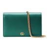 Эмблема GG Double G Металлическое украшение Кожаная мини-сумка через плечо Женская сумка через плечо Зеленый 497985-CAO2G-3146