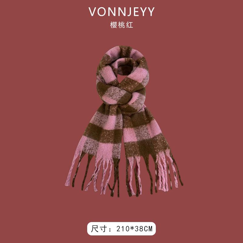 New Christmas Cherry Red Warm Scarf White Autumn and Winter with New Red Scarf Soft Waxy Quality Shawl