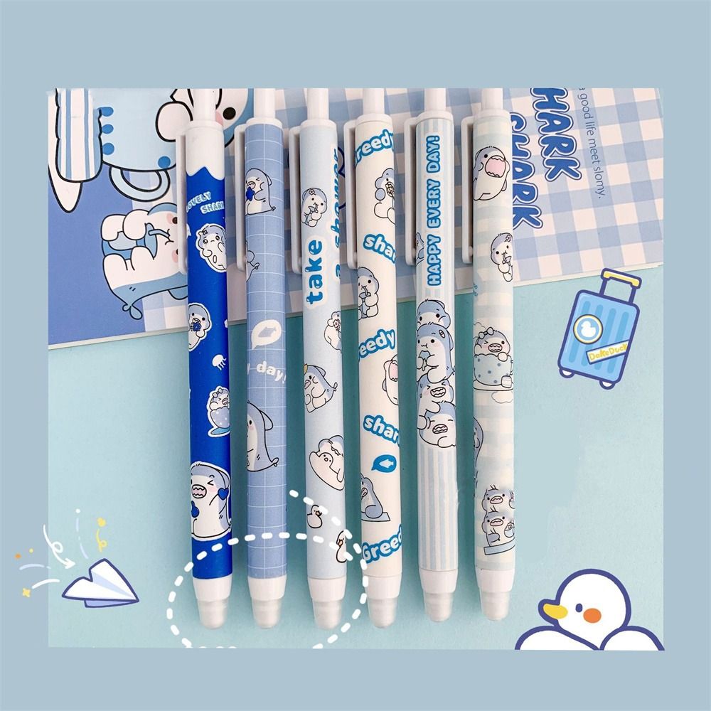 Канцелярские принадлежности 0,5 мм синие гелевые ручки с рисунком из мультфильмов, стираемая ручка, ручка для студентов, ручка-пресс