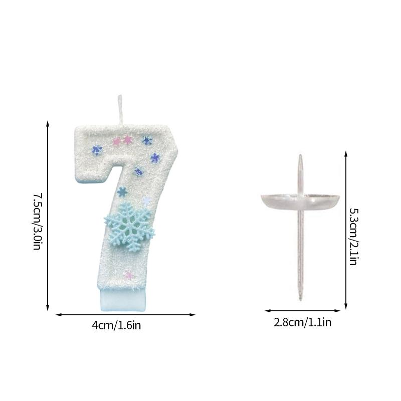 Цифровая Свеча для Украшения Торта Снежинка Свечи с Цифрами для Девочки Ребенка Топпер для Торта на День Рождения Вечеринка Baby Shower Рождественский Декор