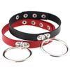 Sweetheart Vintage Punk Rock O Ring Spikes Pendant PU Leather Choker Collar Female Gothic Neckband Clavicle Necklace Adjustable for Women Men Jewelry