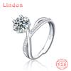 Lindon Women Classic 925 Sterling Silver Moissanite Ring Ladies Jewelry Wedding Promise Party Gift