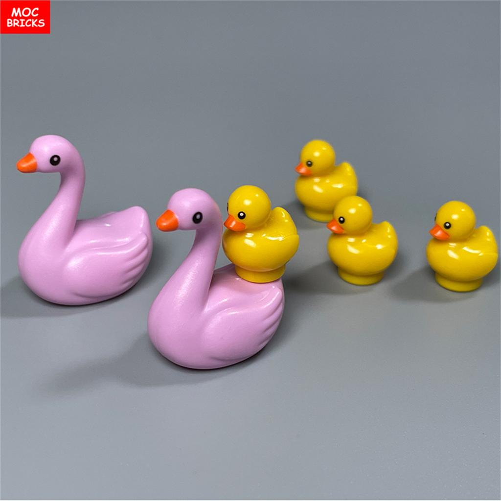 non-toxic MOC Bricks Animal Duck Swan River Lake Farm Scene View Accessories DIY Building Blocks Toys for Children Gifts