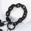 Leather Love Chain Keyring Pure Black Love Heart Key Ring Love Heart Shaped Keychain  Bag Hanging