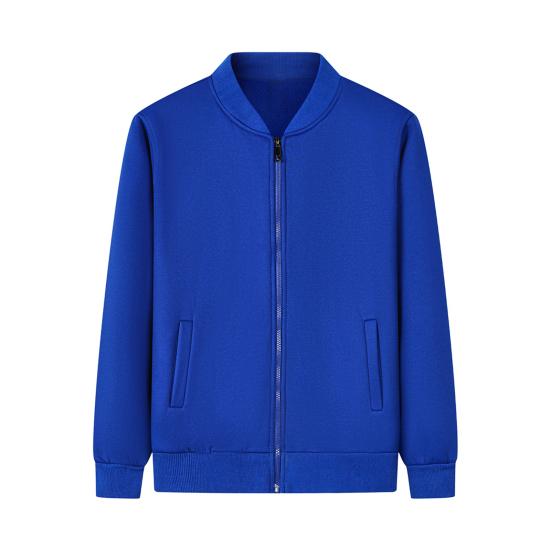 Unisex Coat Stand Collar Zip-up Carrdiagn Long Sleeves Elastic Cuff Hem Pure Color with Pocket Gym