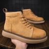 Autumn Winter Men's Casual Shoes Suede Leather Work Shoes Male High Top Short Boots Platform Business Shoes Outdoor Antiskid Wal