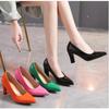 Summer New Outwear Women's Large Heels Pointed Solid Color Light Mouth Versatile Comfortable Single Shoes for Women