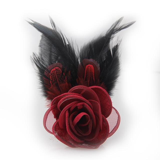 Ручная работа ткань ткань искусство цветок перо брошь булавка ювелирные изделия роскошная одежда носить корсаж броши для женщин аксессуары