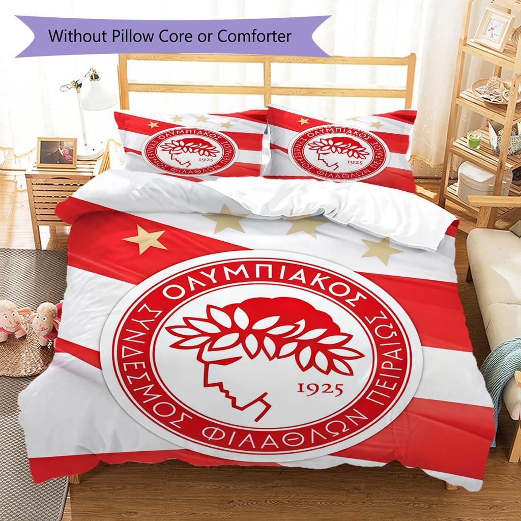 Olympiacos Bedding Quilt Set Quilt Cover Pillowcase Home Decoration Birthday Gift (1 * duvet cover + 2 * pillowcase, without core)