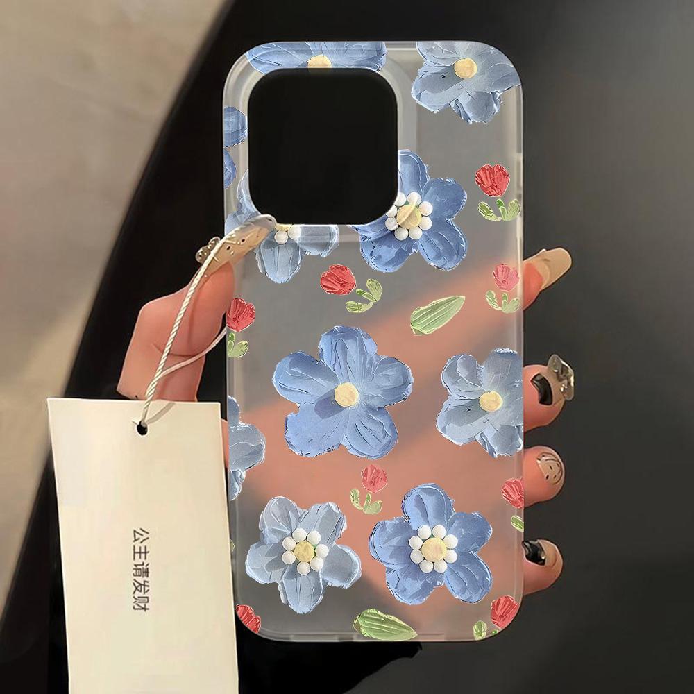 Модные Матовые Мягкие Силиконовые Чехлы для Телефона для iPhone 15 Чехол iPhone 16 13 17 Pro Max 14 11 12 Pro 16 Цветок Прозрачный Ударопрочный Чехол