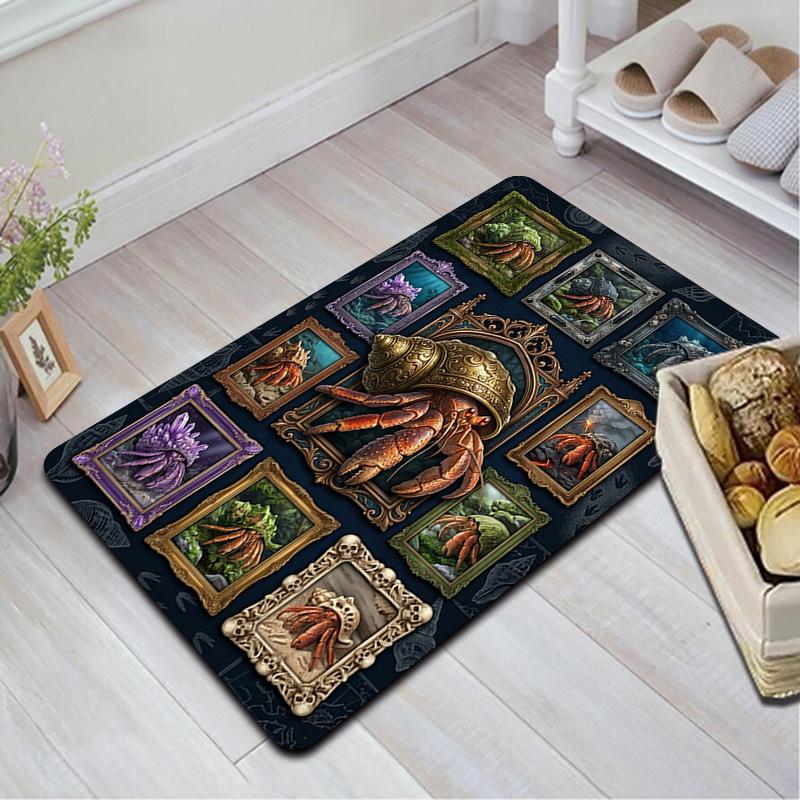 Hermit Crab Gallery Pattern Rug Floor Mat for Living Room or Bedroom Soft and Comfortable Carpet a Gift for Birthday and Holiday.