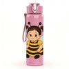 1PC Girl Bee Costume Cartoon Print 750ml Color Plastic Sports Water Bottle Leakproof Flip Straw Lid Suitable for Sports Office Home Use