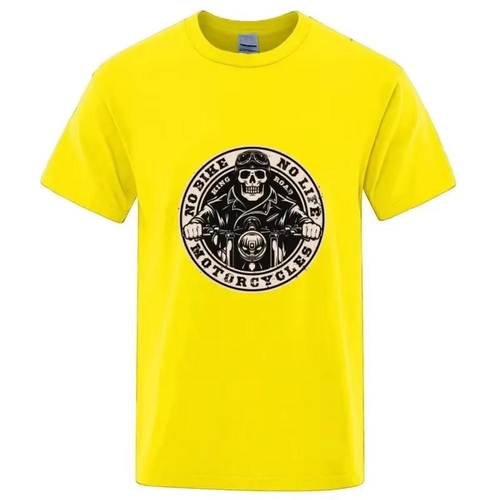 Skull Short Sleeve T Shirt Motorcycle Addict Piston Hip Hop Cotton T-shirt Men's Shirt Cool Tees Harajuku Fashion Streetwear