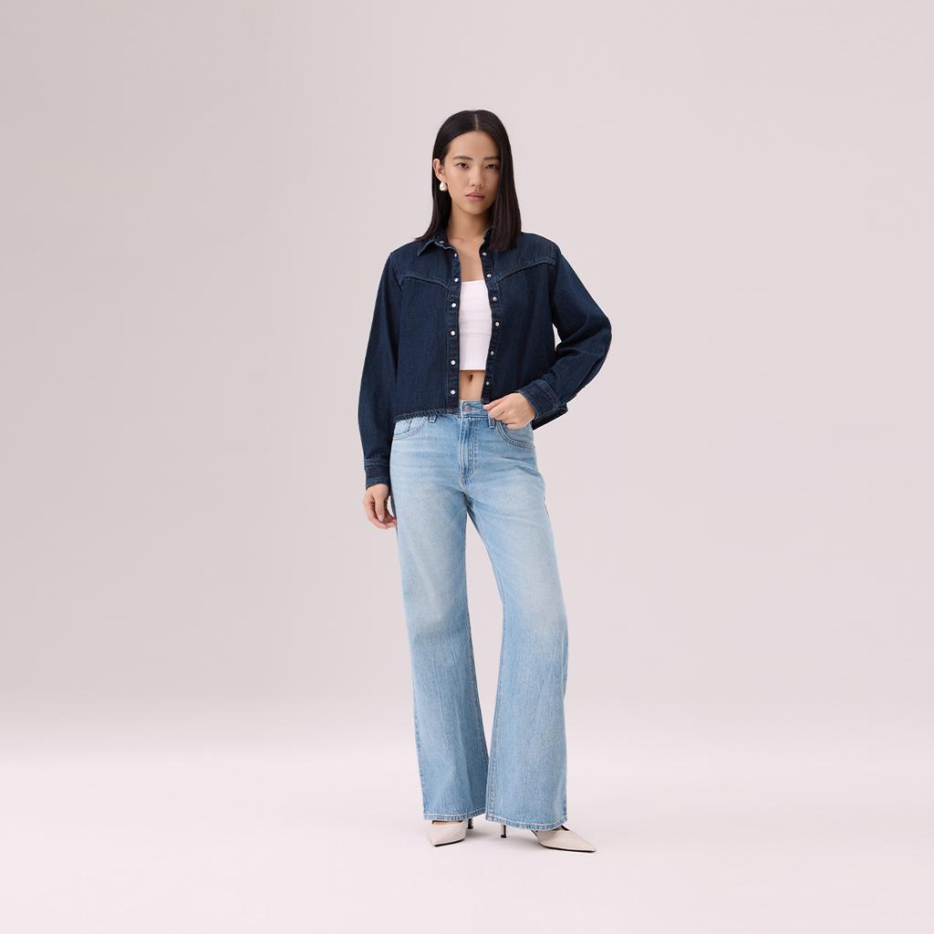 Levis Винтажная Мягкая Повседневная Удобная Джинсовая Рубашка с Длинным Рукавом и Острым Воротником Женские рубашки 005DW-0000