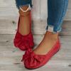 Fashion Large Size Butterfly Knot Ladies Flat Round Toe Soft Bottom Summer Grandma Shoes Casual Micro Fiber Upgraded Rubber Sole
