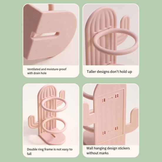 Милый держатель для зубных щеток кактуса, компактный, простой в установке, настенный, без дырокола, водонепроницаемая полка для организации зубных щеток в ванной комнате