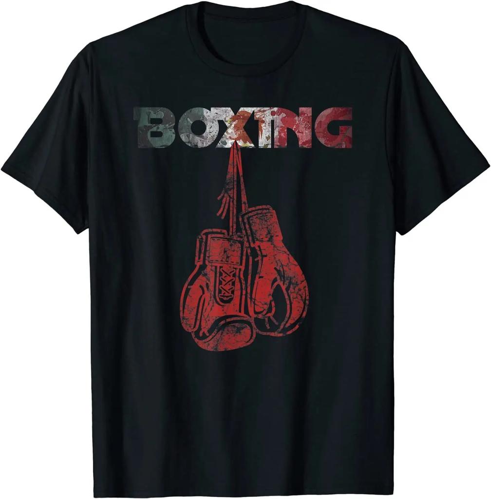 Retro Red Boxing Gloves Mexican Vintage Style Boxing Gift T-Shirt 100% Cotton O-Neck Short Sleeve Casual Mens T-shirt Size S-3XL