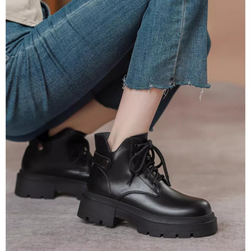 Мода 2024 Горячая Распродажа На шнуровке Для улицы Женские ботильоны Модные Осенне-зимние Износостойкие туфли для женщин Botines De Mujer