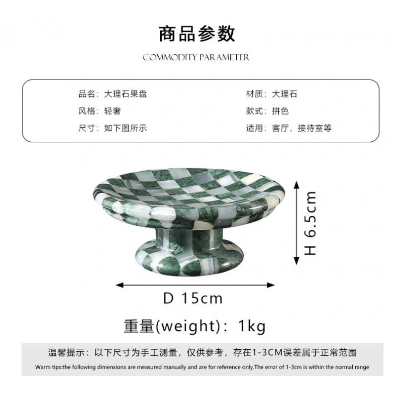 Nordic Vintage Marble Serving Tray With Checkerboard Design Fruit Dessert Storage
