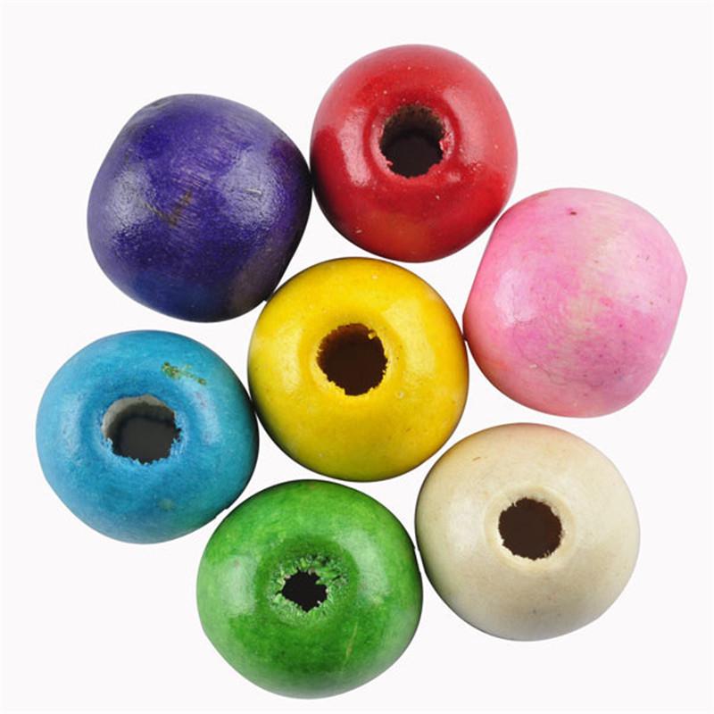 Разноцветные свободные круглые натуральные деревянные бусины для изготовления ювелирных изделий, детские погремушки, соска, фурнитура из бисера