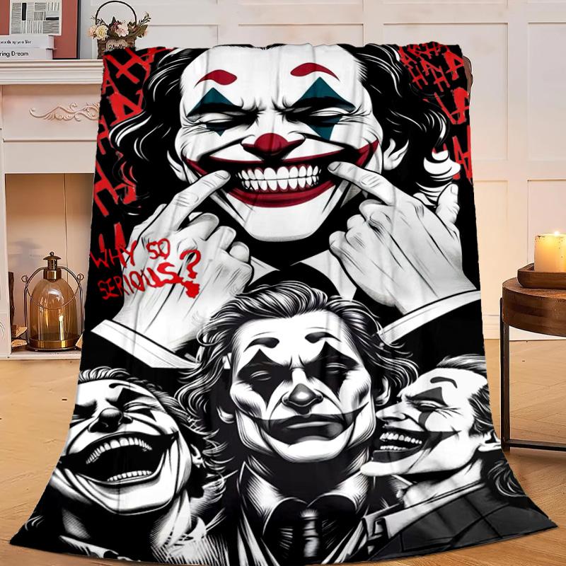 1PC Cool clown Pattern Flannel Blanket Gift, Suitable for Both Men And Women, Soft Ideal for Beds And Sofa, Birthday Or Christmas Gift