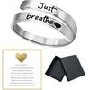 Just Breathe Heart Ring for Women Men, Stainless Steel Spiral Wrap Healing Rings, Inspirational Heart Felt Gifts with Box