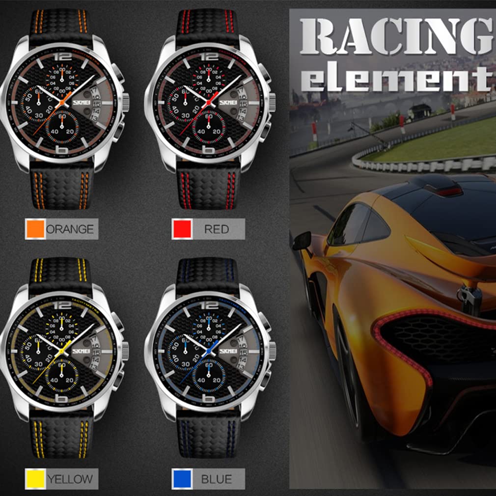 Черный кожаный ремешок водонепроницаемые наручные часы стильный повседневный хронограф большой циферблат брендовые аналоговые деловые часы роскошные подарочные часы для мужчин SKMEI мужские