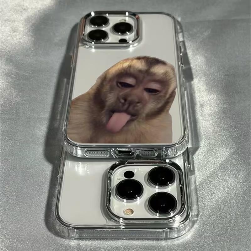 Чехлы для телефона Обезьяна с высунутым языком Для iPhone 17 16 Pro Max 17 Air 15 11 14 13 12 Promax Plus Прозрачный Carcasa Мягкий силиконовый чехол