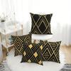 Home Decor Geometric Pattern Black & Gold Pillow Covers Pattern Cushion Cover Suitable for Sofa Bedroom Car Pillow Cover