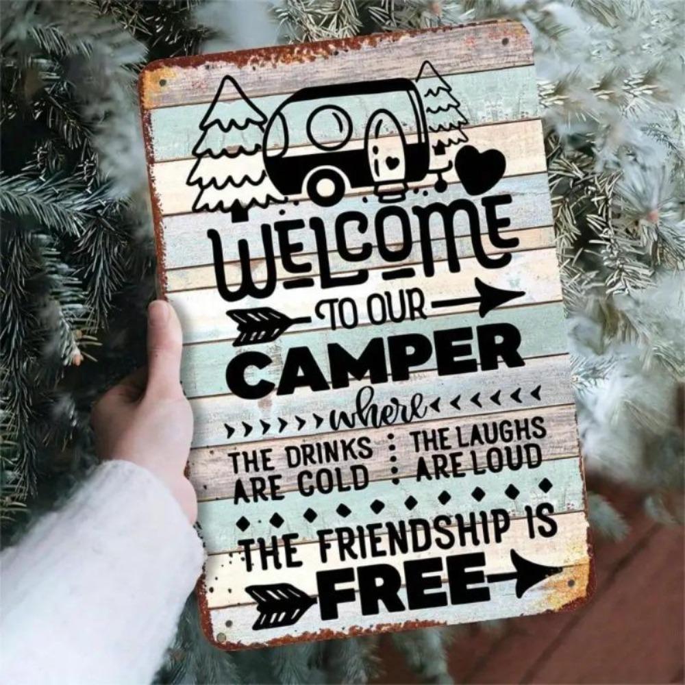 Metal Tin Sign Farmhouse Kitchen Decor Apple Basket Fruit Storage Bin Checkered Fabric Organizer