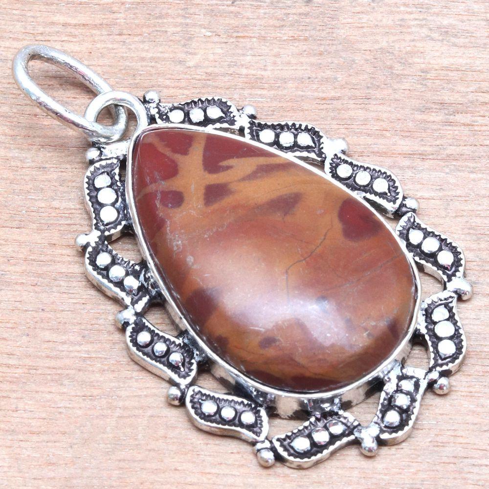 Pendant Wild Horse Jasper Gemstone Mother'Day Gift Silver Jewelry 1.75"