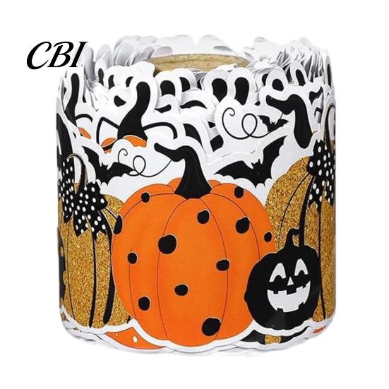 Indoor Home Decorations Halloween Stickers with Pumpkin And Bat Prints, Durable Coated Seasonal Atmosphere Enhancers Paper Decals, Stylish Frame
