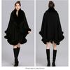 Oversize Winter Big Faux Fox Fur Neck Plus Size Poncho Out Streetwear Women Cloak Pashmina Batwing Sleeves Shawl Coat