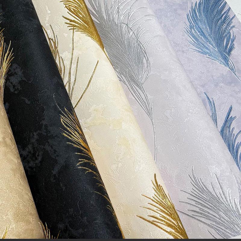 Papel De Parede Modern Minimalist Black Gold Feather Wallpaper 3D Living Room Abstract Wall Paper Mural