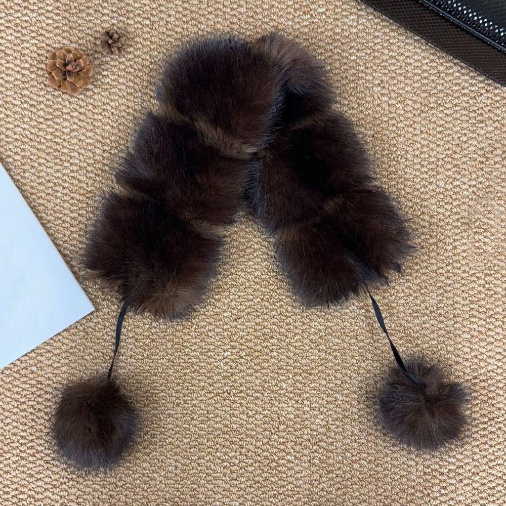Soft Plush Faux Fur Collar Pom Pom Tie Fur Collar Shawl Gifts Fur Collar Scarf Winter Outfits