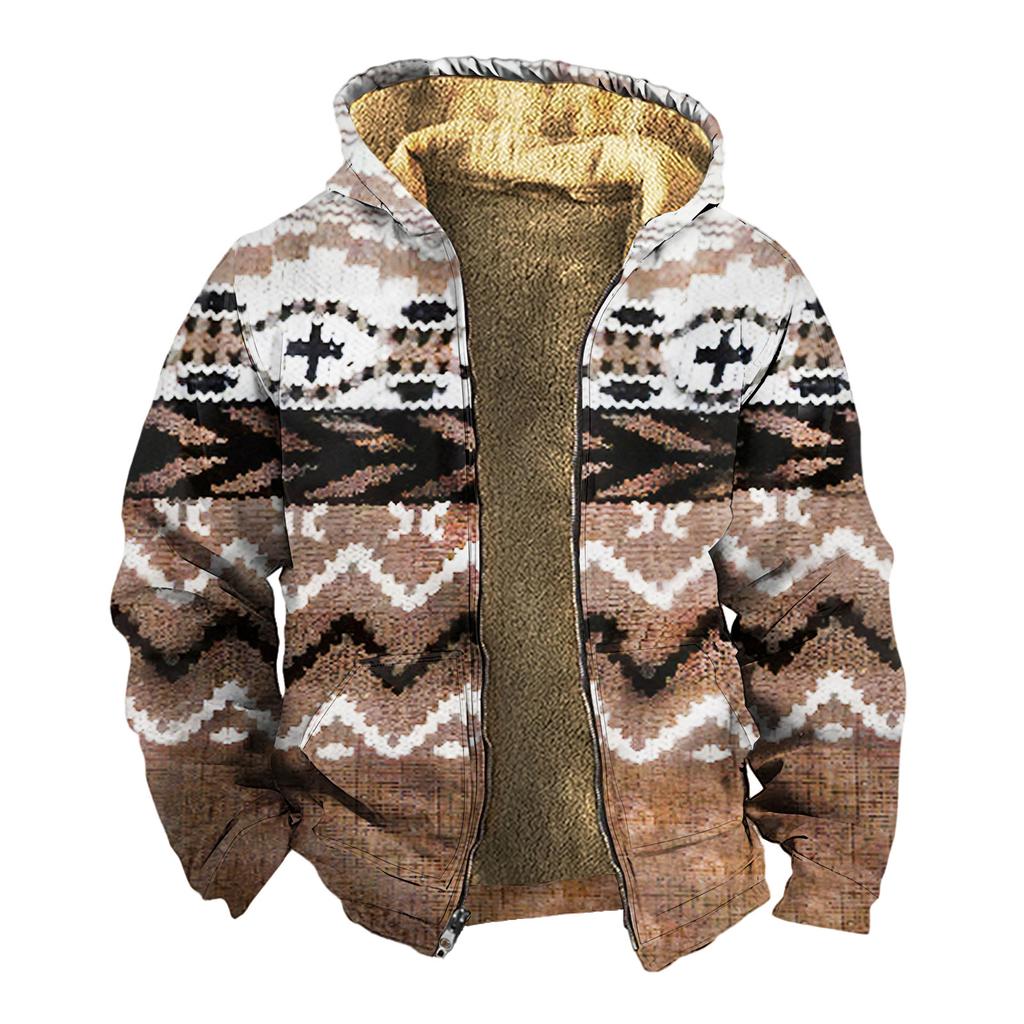 Мужская зимняя флисовая толстовка с капюшоном на молнии с накладным карманом, повседневная куртка