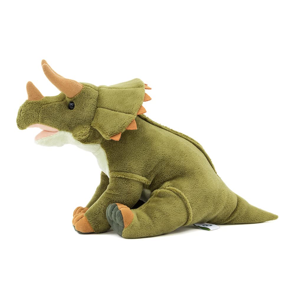 COLORATA Triceratops Plush Toy Gentle Stuffed Dinosaur Toy Gift Present Read 2 Christmas Christmas Present (M Size/Sitting Series) Touch/Realistic