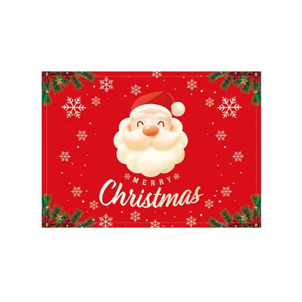Christmas Placemat Decoration Set, Claus Linen Stain-resistant And Heat-insulating Tablecloth
